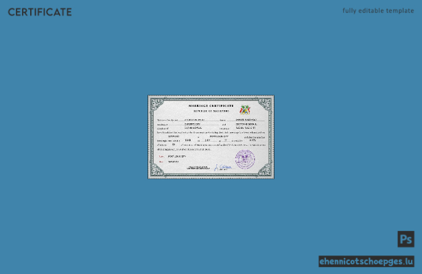 Mauritius Heiratsurkunde PSD-Beispielvorschau